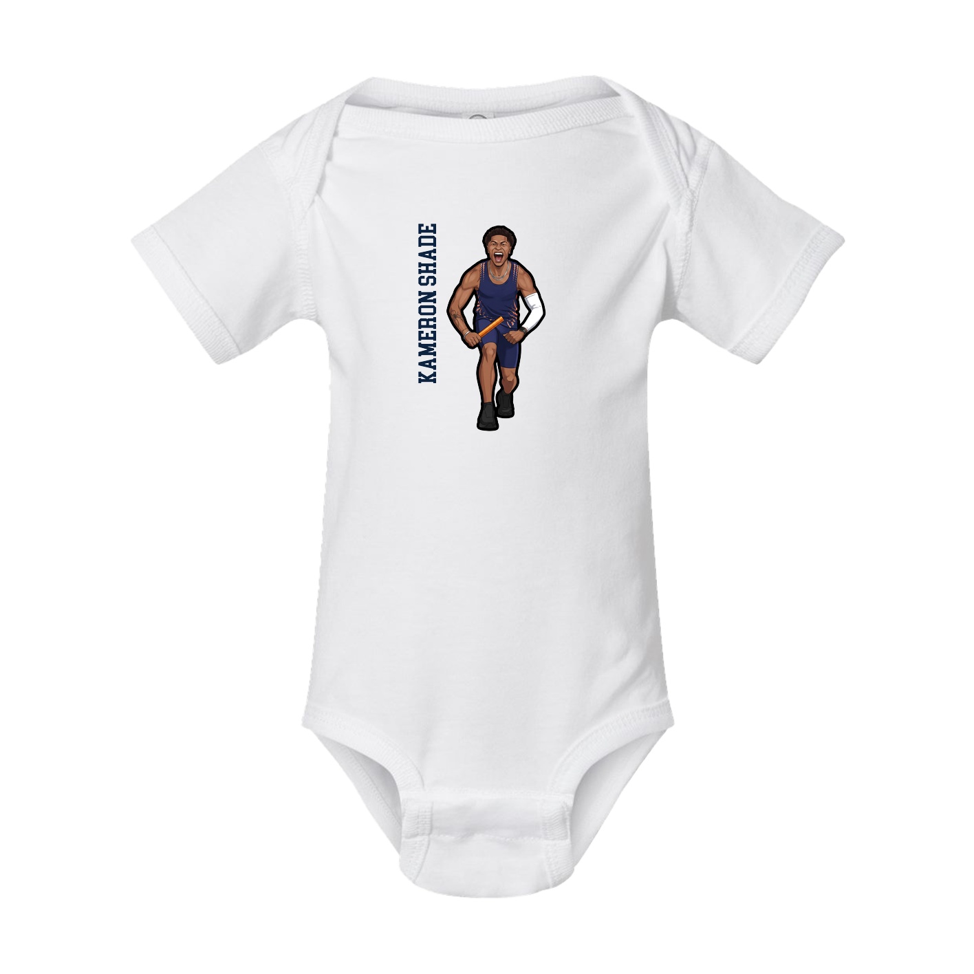 Baby Onesie — Name Vertical in White