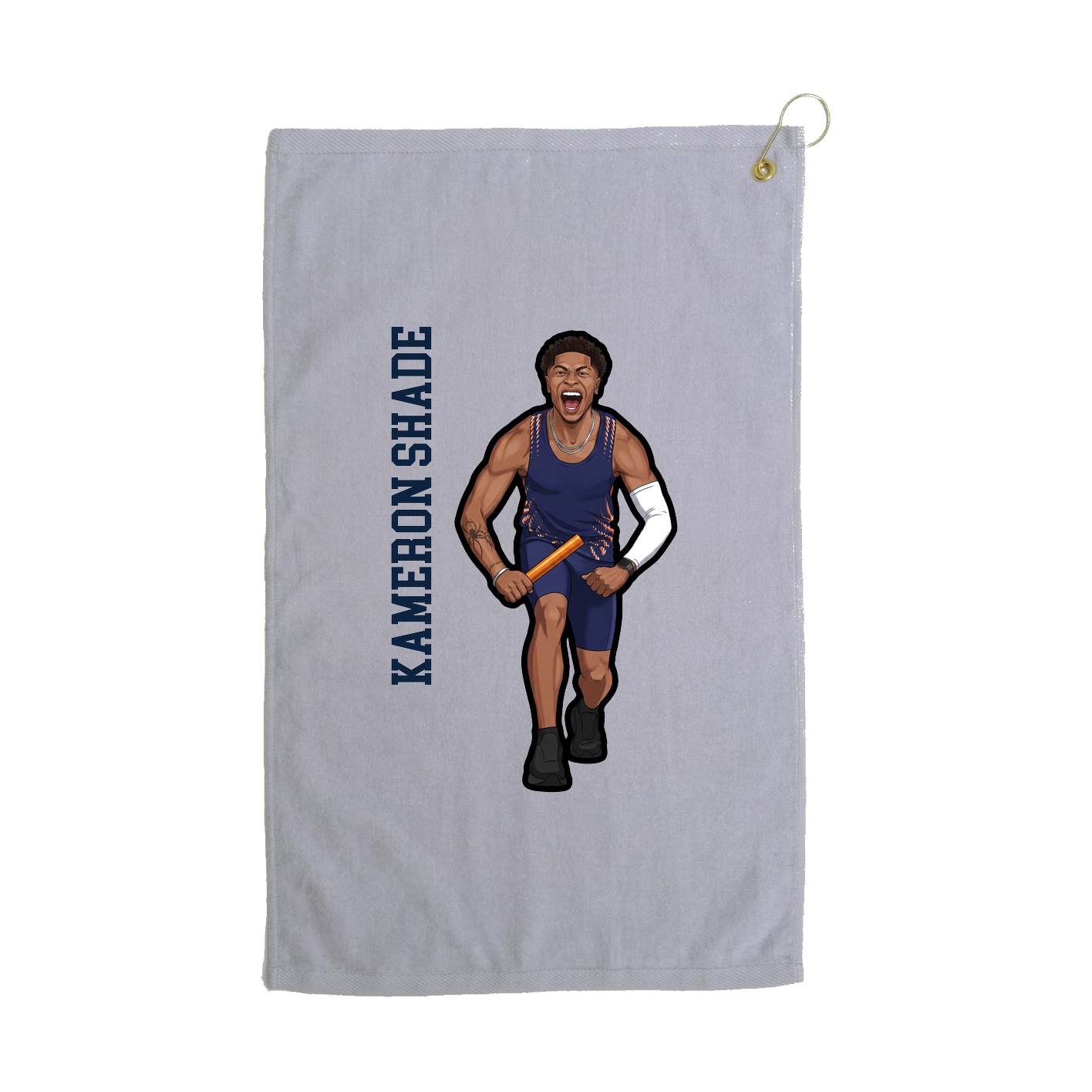 Golf Towel — Name Vertical in Grey