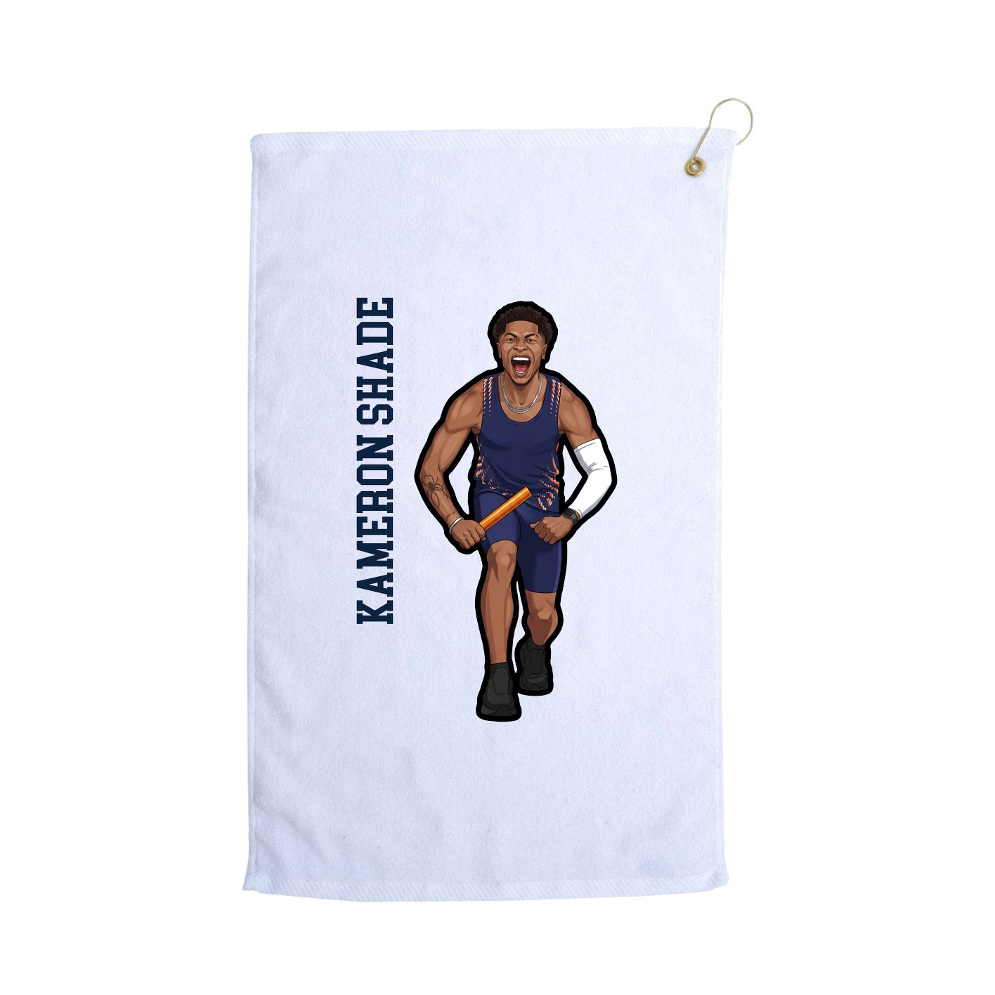 Golf Towel — Name Vertical in White