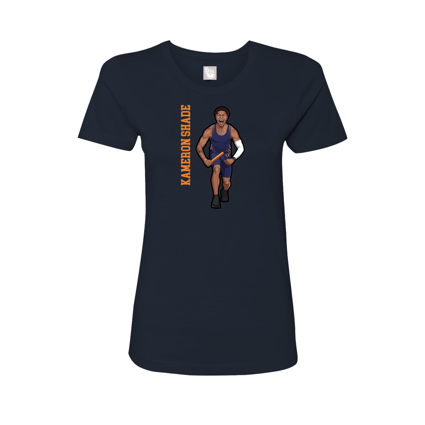 Womens Tee — Name Vertical in Navy