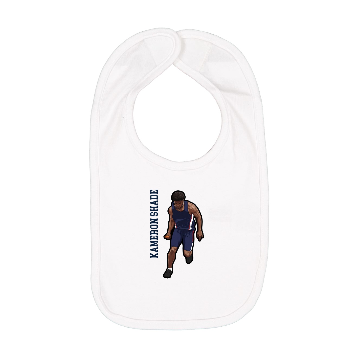 Infant Bib — Name Vertical in White