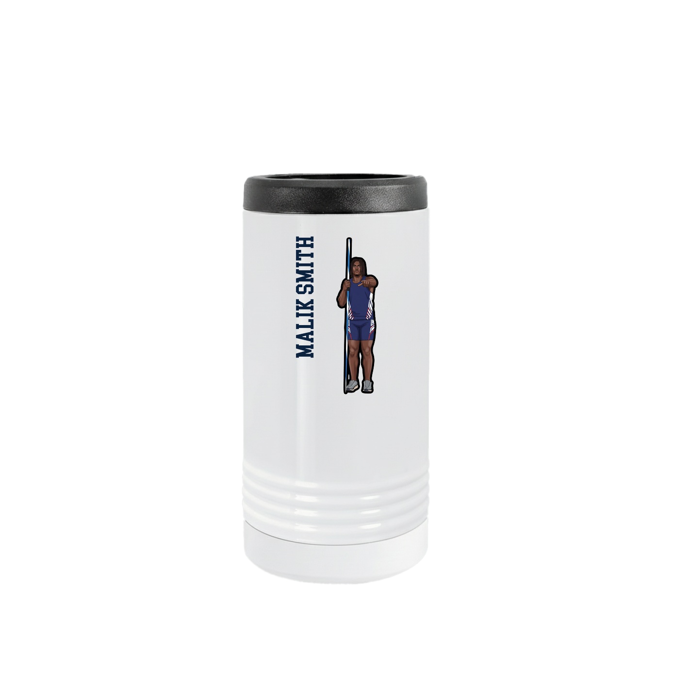 Slim Beverage Holder — Name Vertical in White