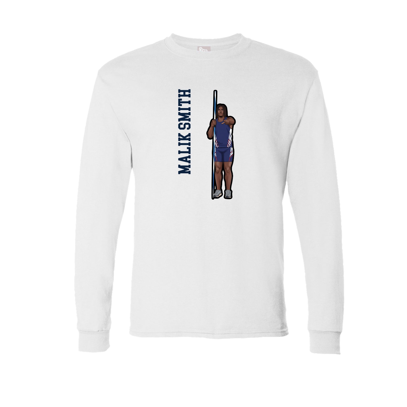 Long Sleeve Tee — Name Vertical in White