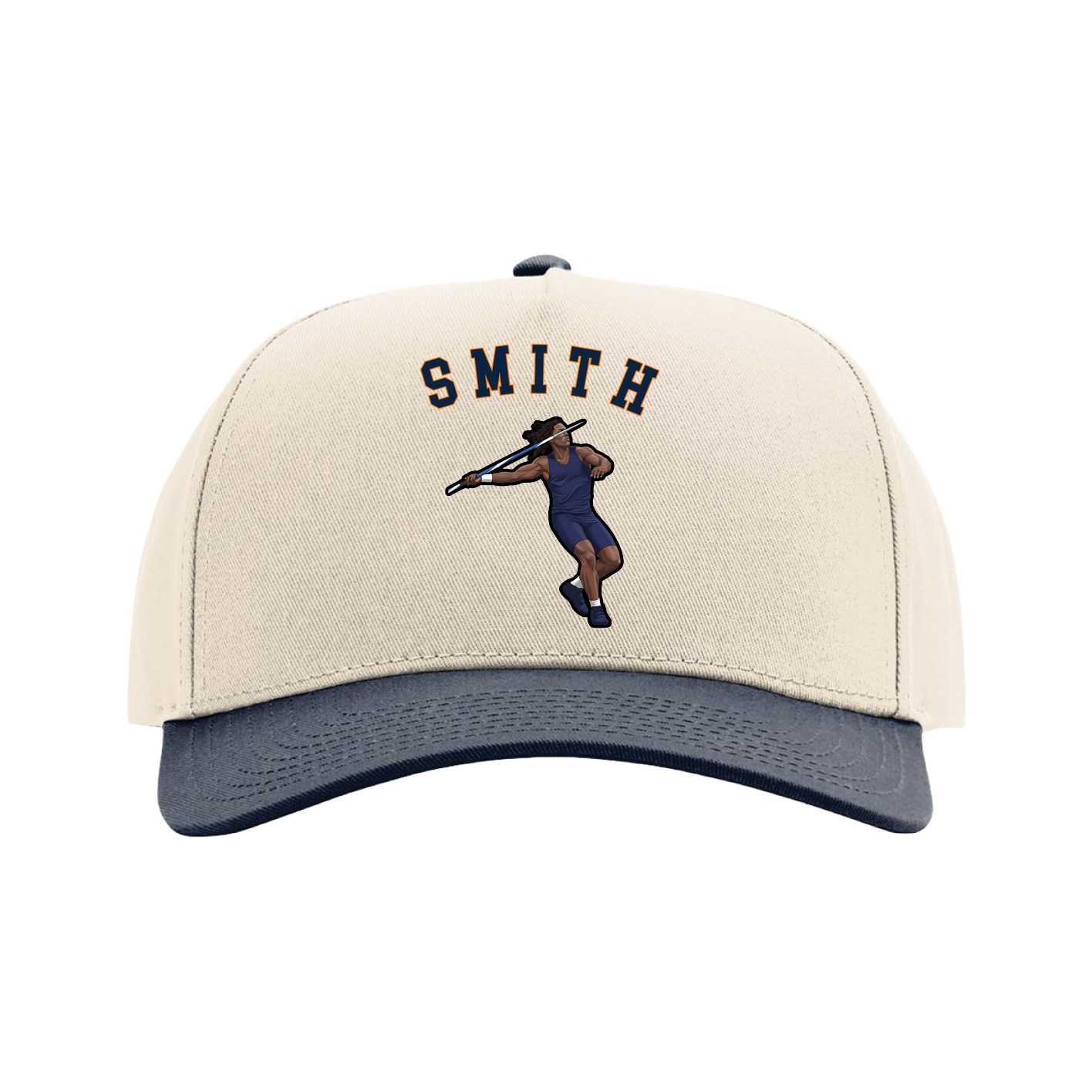Full Fabric Five-Panel Champ Cap — Shirsey Arch in Cream/Navy