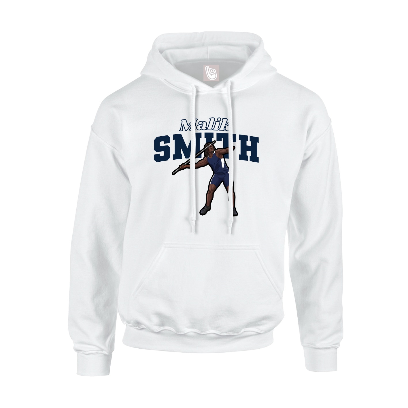Youth Hoodie — Name Arch in White