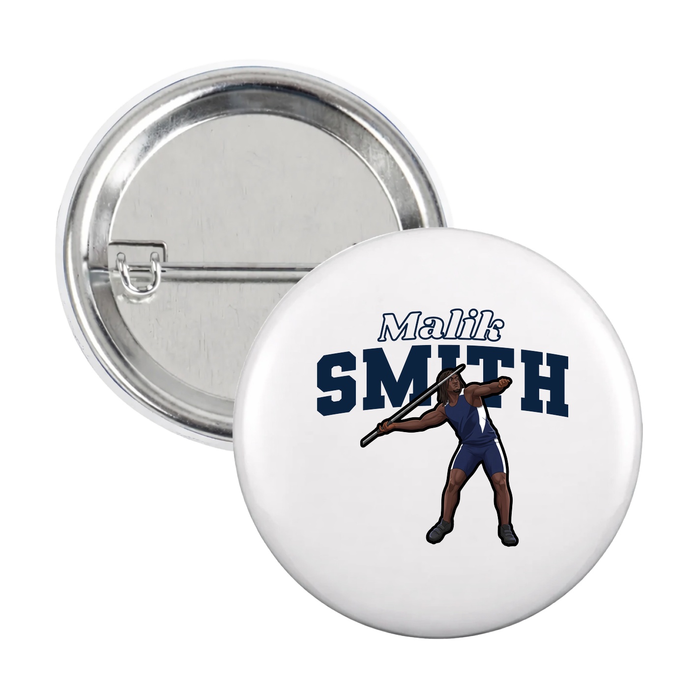 Game Day Button — Name Arch in White