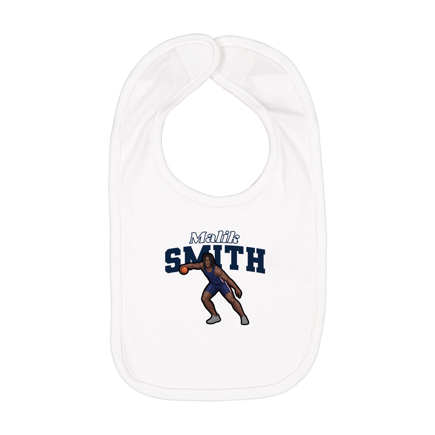 Infant Bib — Name Arch in White