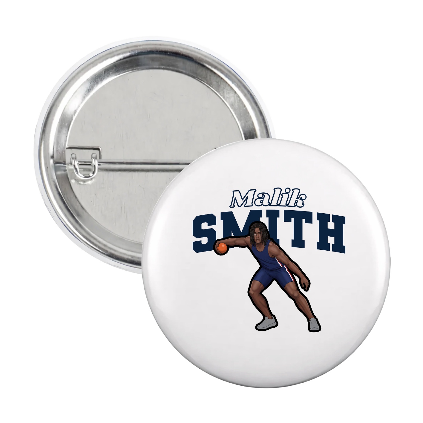 Game Day Button — Name Arch in White