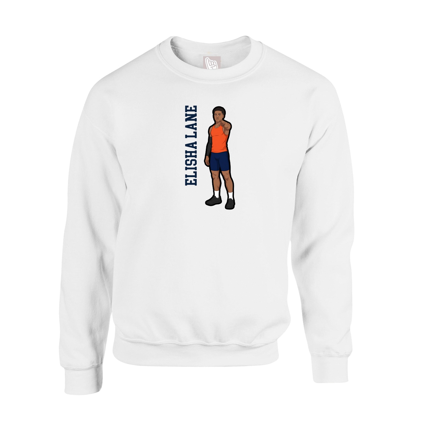 Fleece Crew — Name Vertical in White