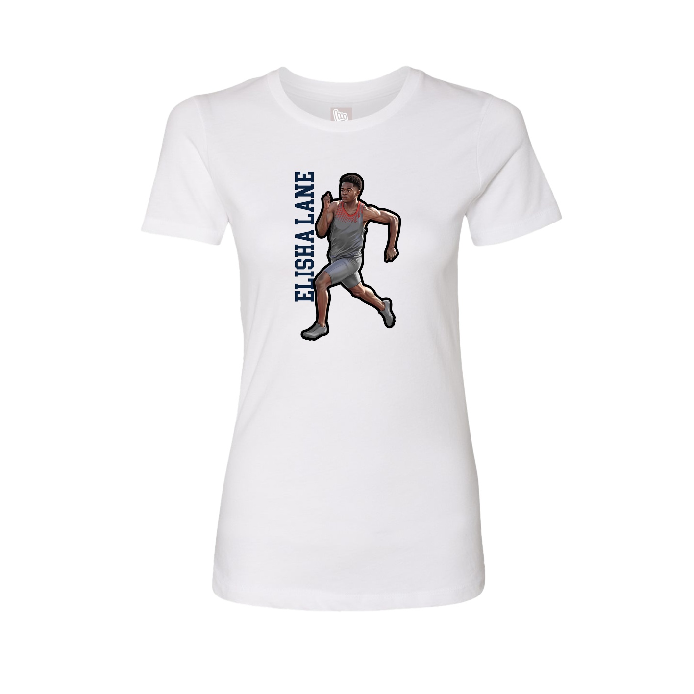Fitted Women's Tee — Name Vertical in White