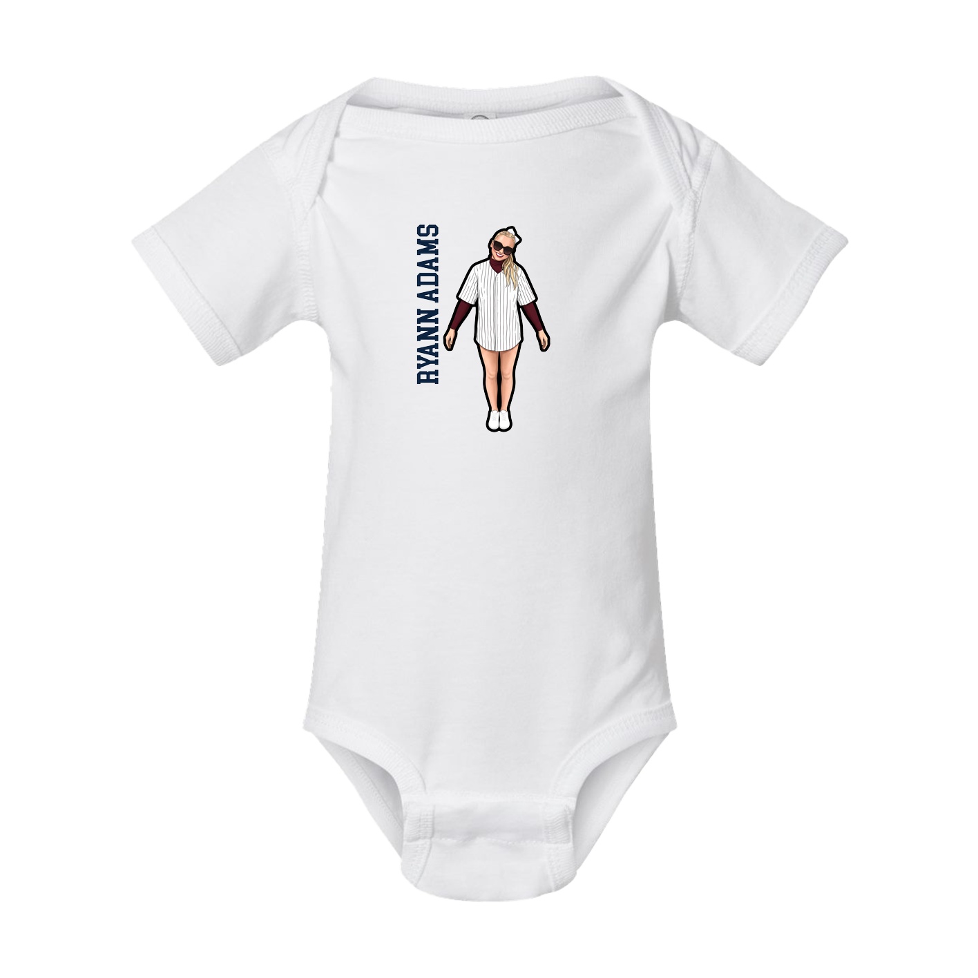 Baby Onesie — Name Vertical in White