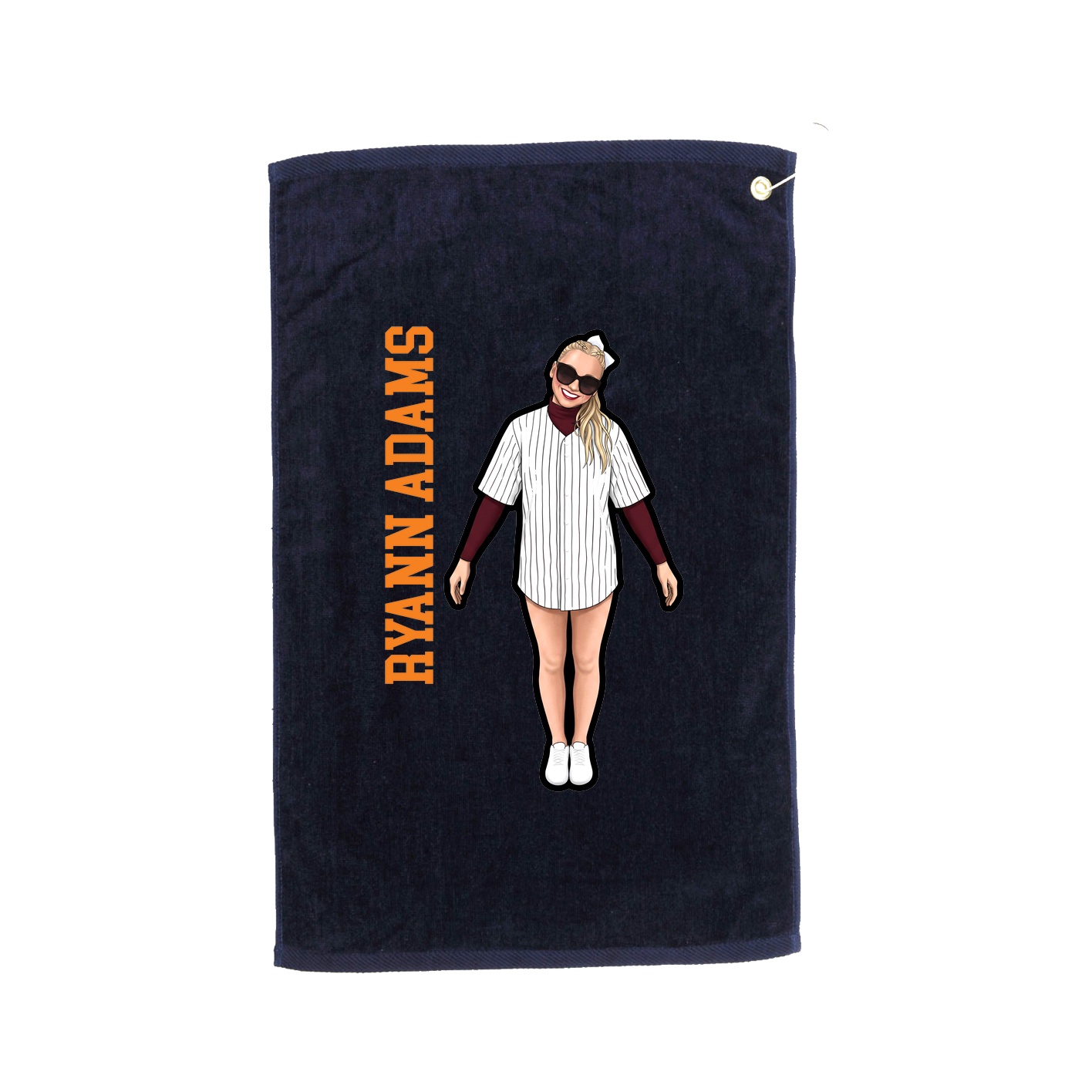 Golf Towel — Name Vertical in Navy