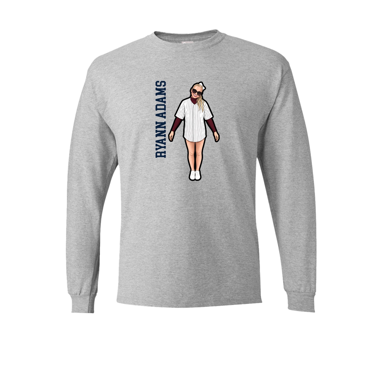 Long Sleeve Tee — Name Vertical in Grey