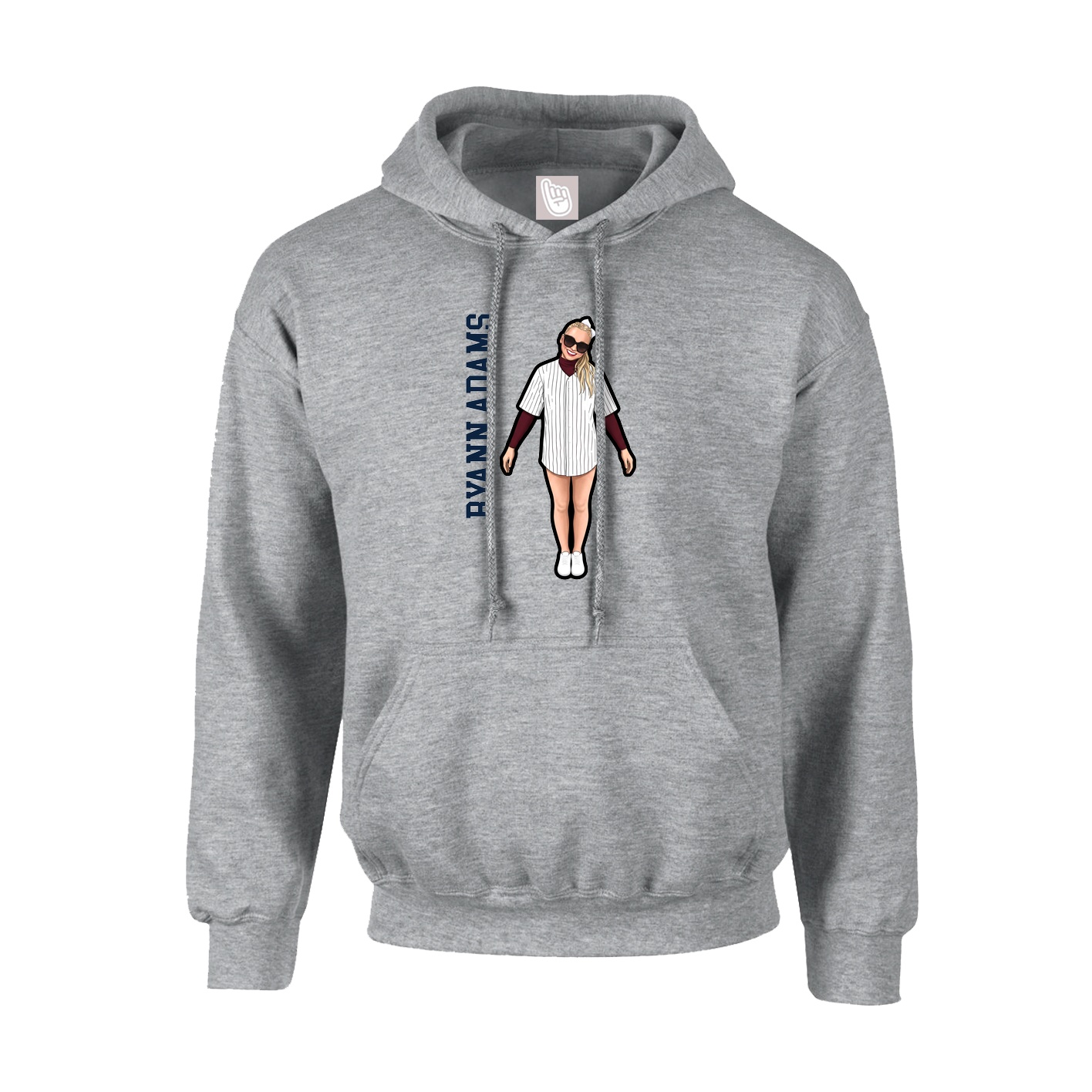 Hoodie — Name Vertical in Grey