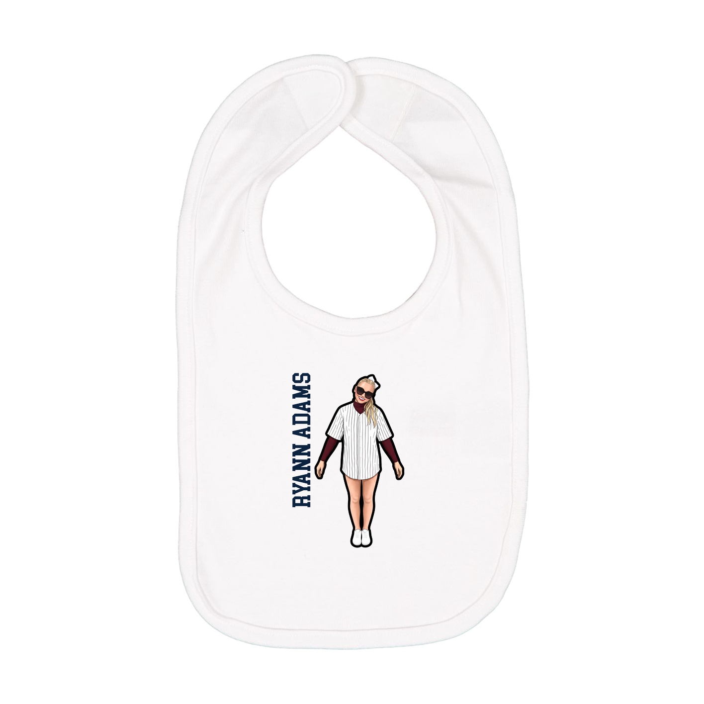 Infant Bib — Name Vertical in White