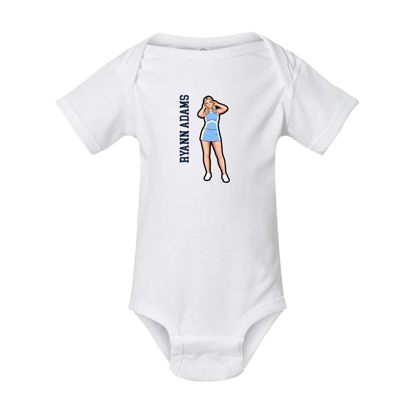 Baby Onesie — Name Vertical in White