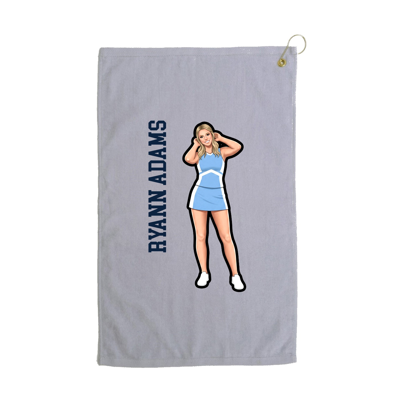 Golf Towel — Name Vertical in Grey