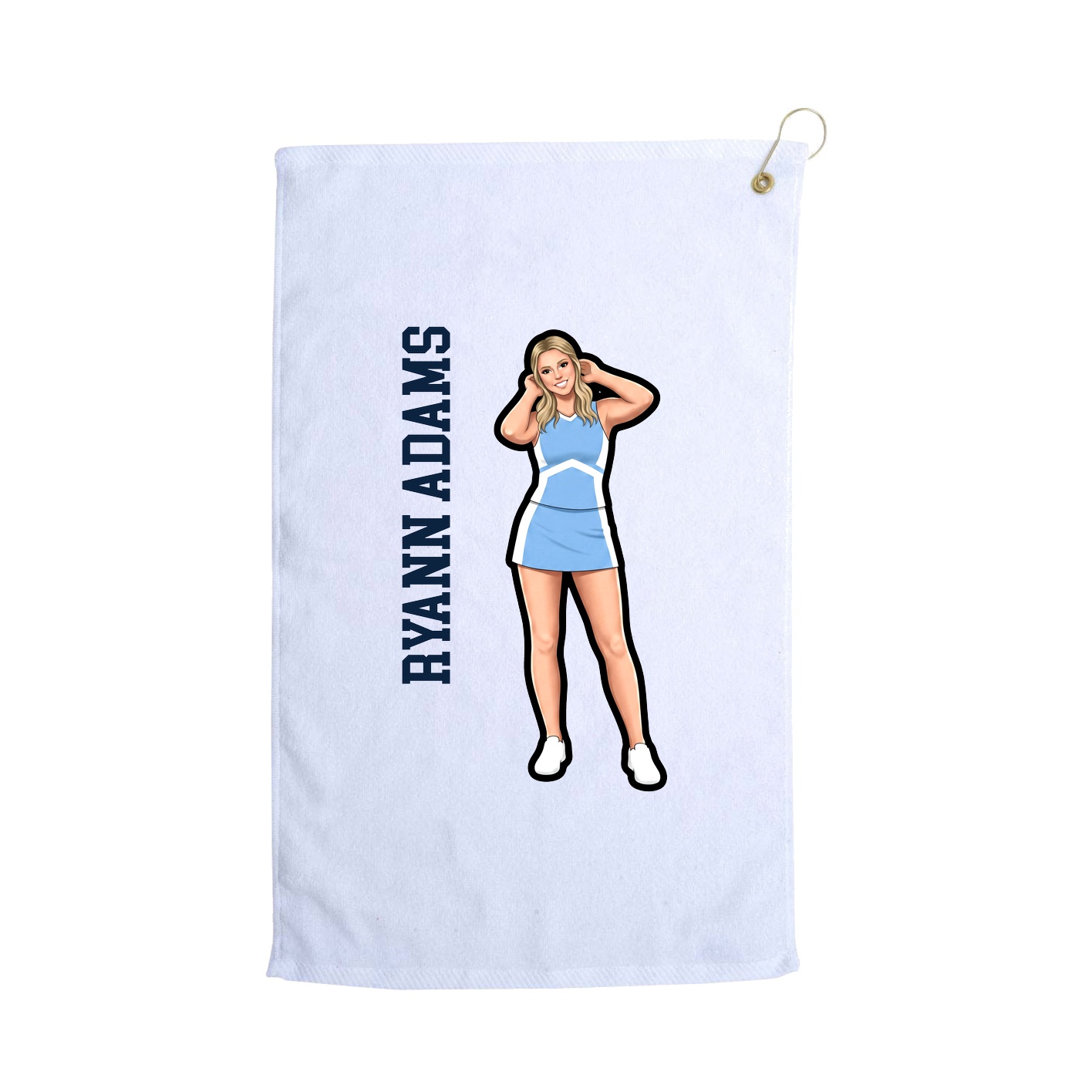 Golf Towel — Name Vertical in White