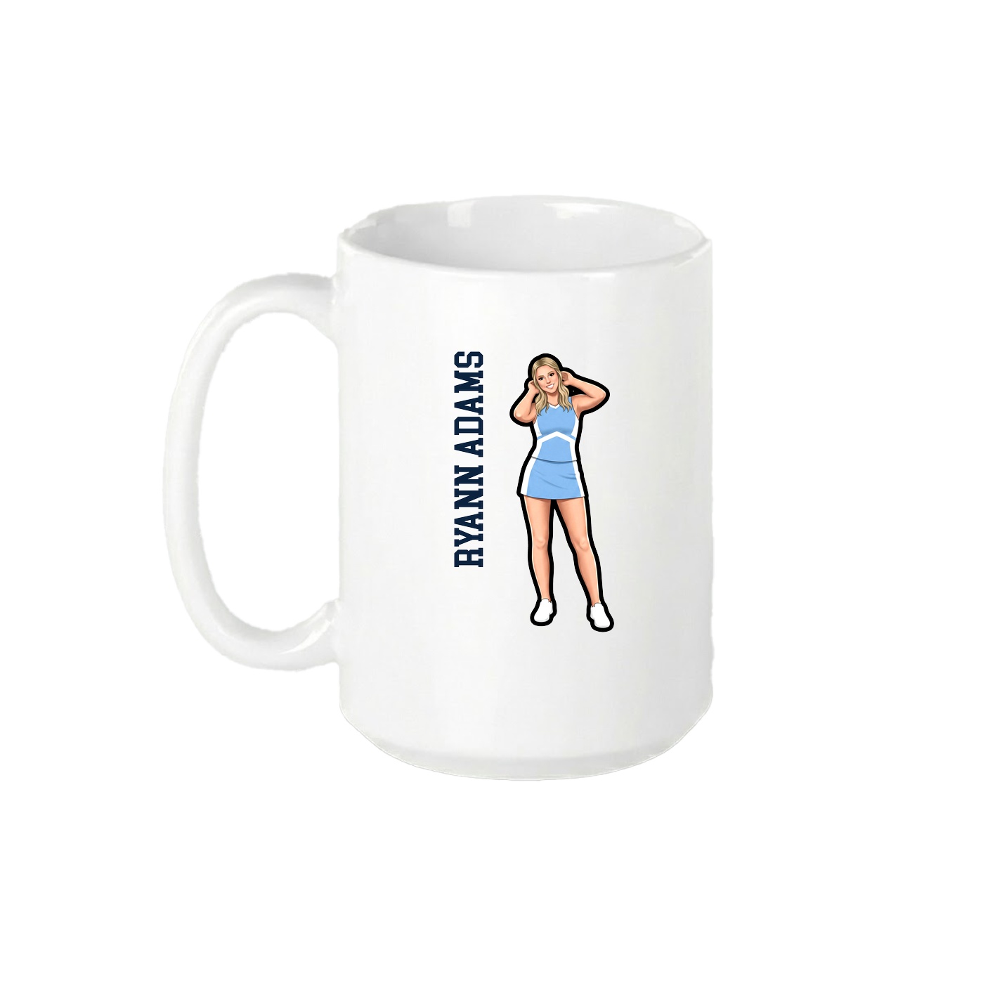 15oz Coffee Mug — Name Vertical in White