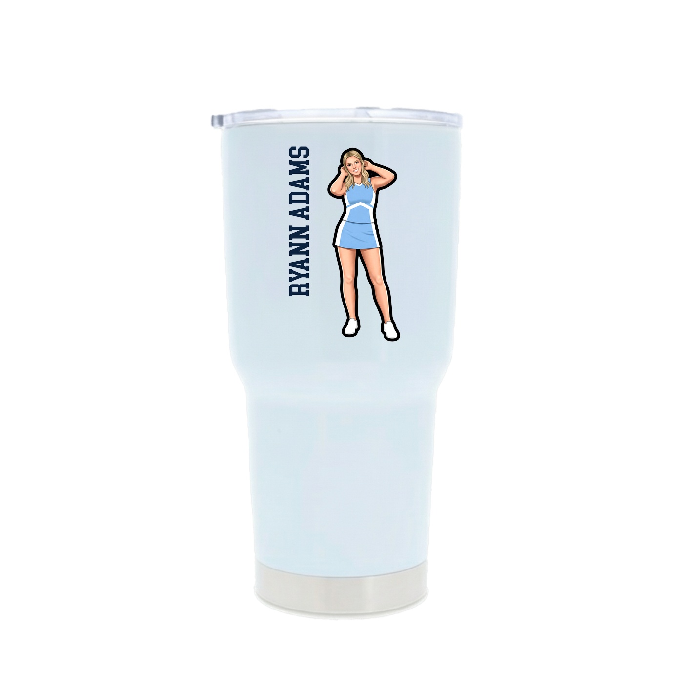 30oz Stainless Steel Tumbler — Name Vertical in White
