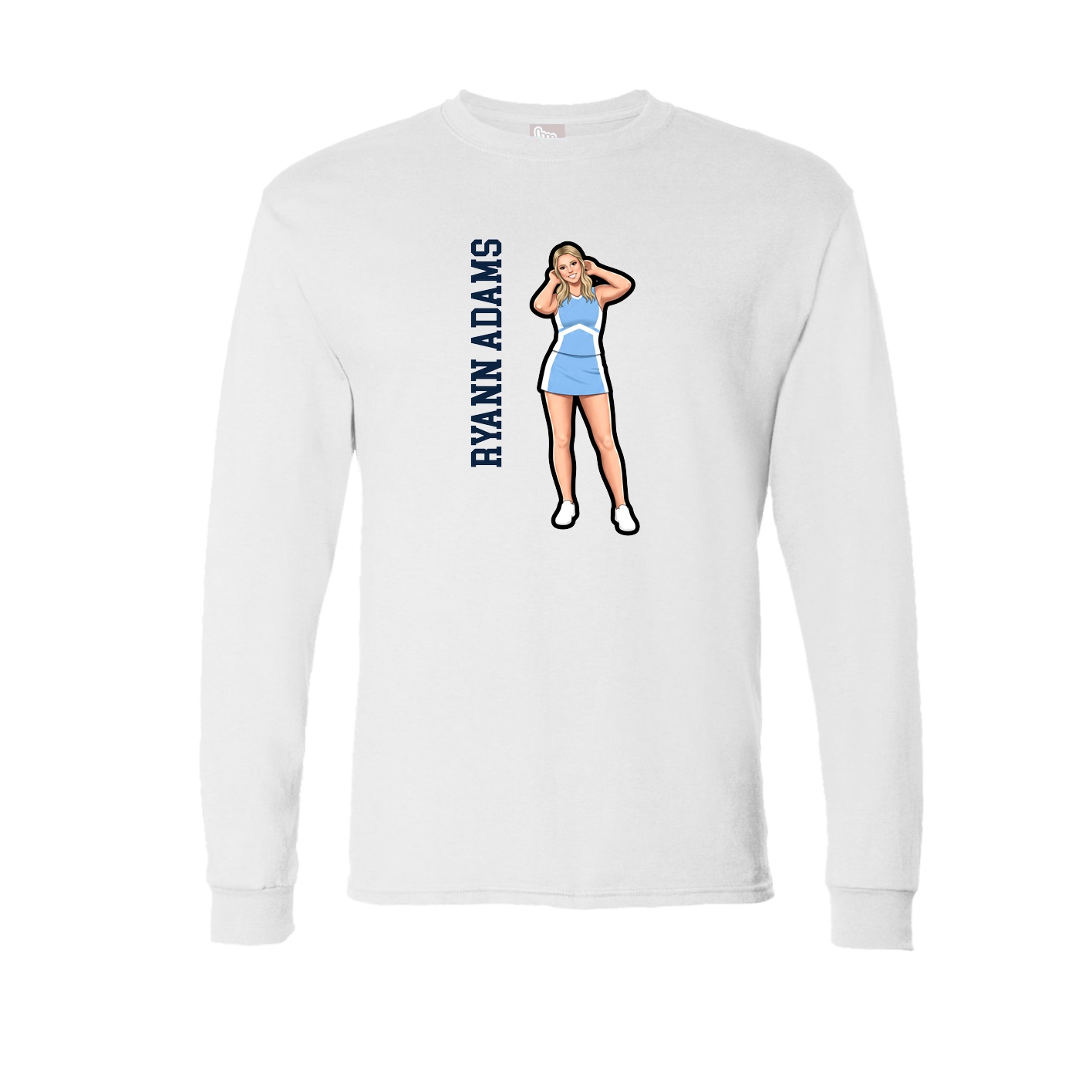 Long Sleeve Tee — Name Vertical in White