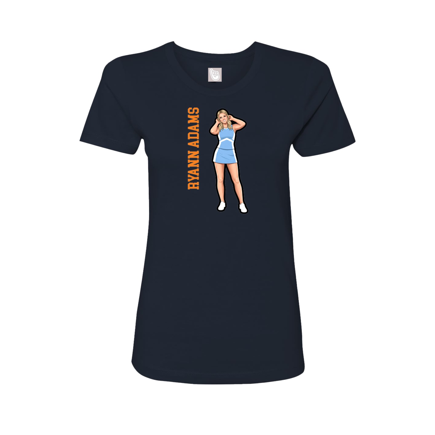 Fitted Women's Tee — Name Vertical in Navy