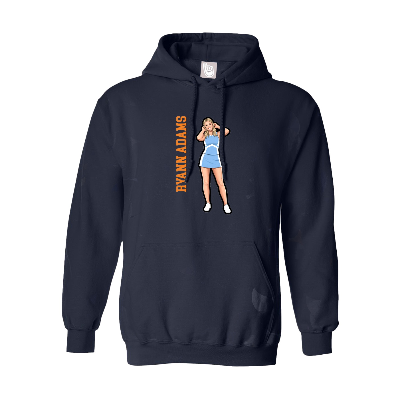 Hoodie — Name Vertical in Navy