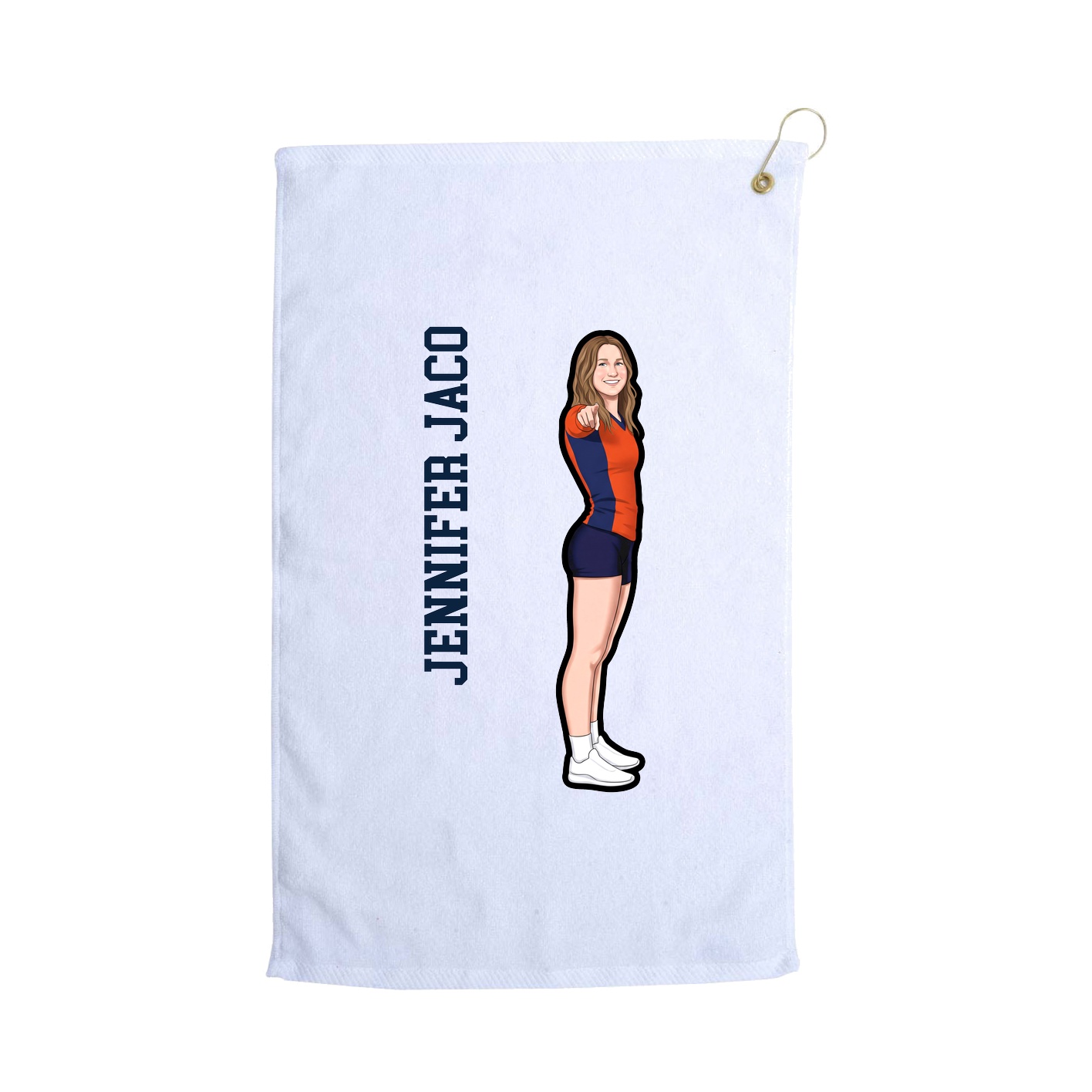 Golf Towel — Name Vertical in White