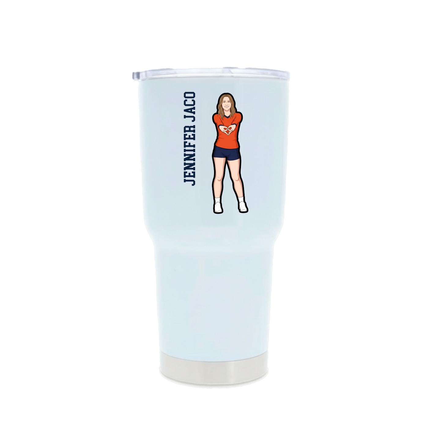 30oz Stainless Steel Tumbler — Name Vertical in White