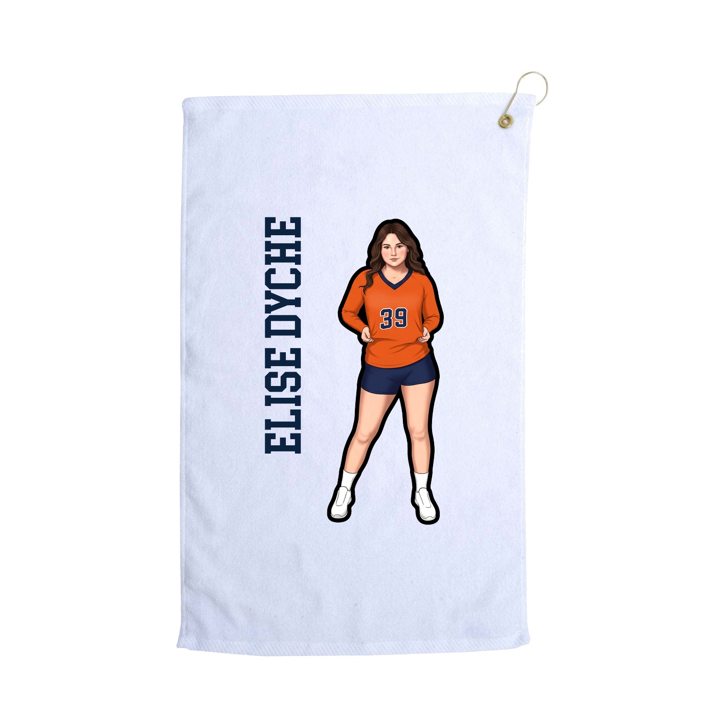 Golf Towel — Name Vertical in White