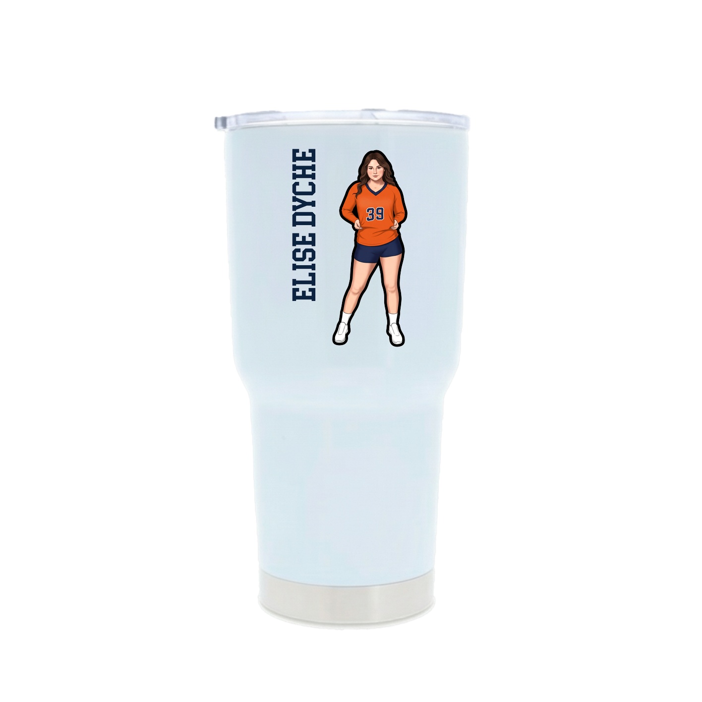 30oz Stainless Steel Tumbler — Name Vertical in White
