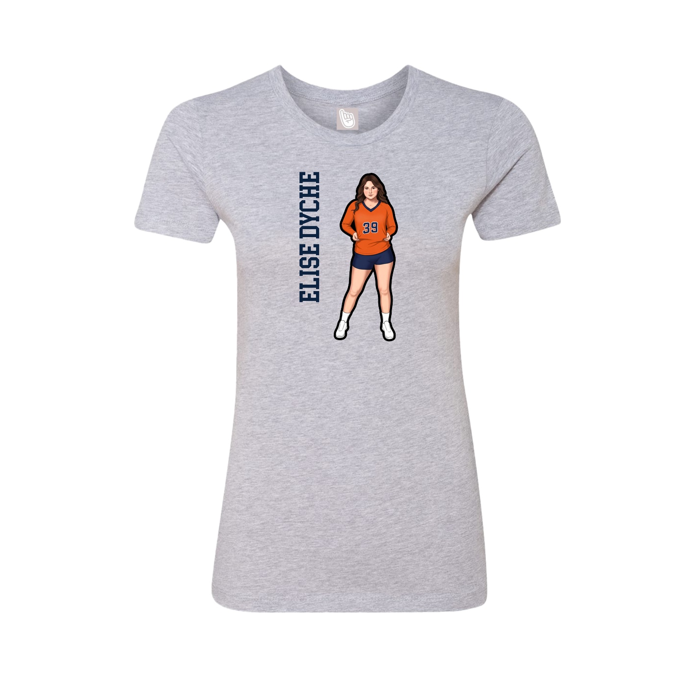 Fitted Women's Tee — Name Vertical in Grey