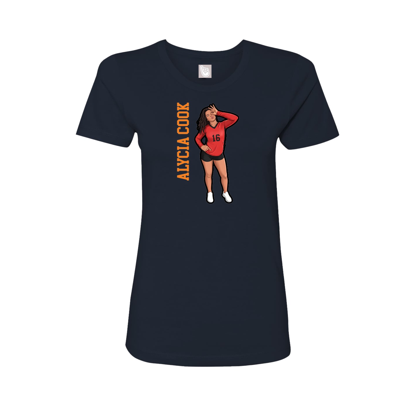 Fitted Women's Tee — Name Vertical in Navy