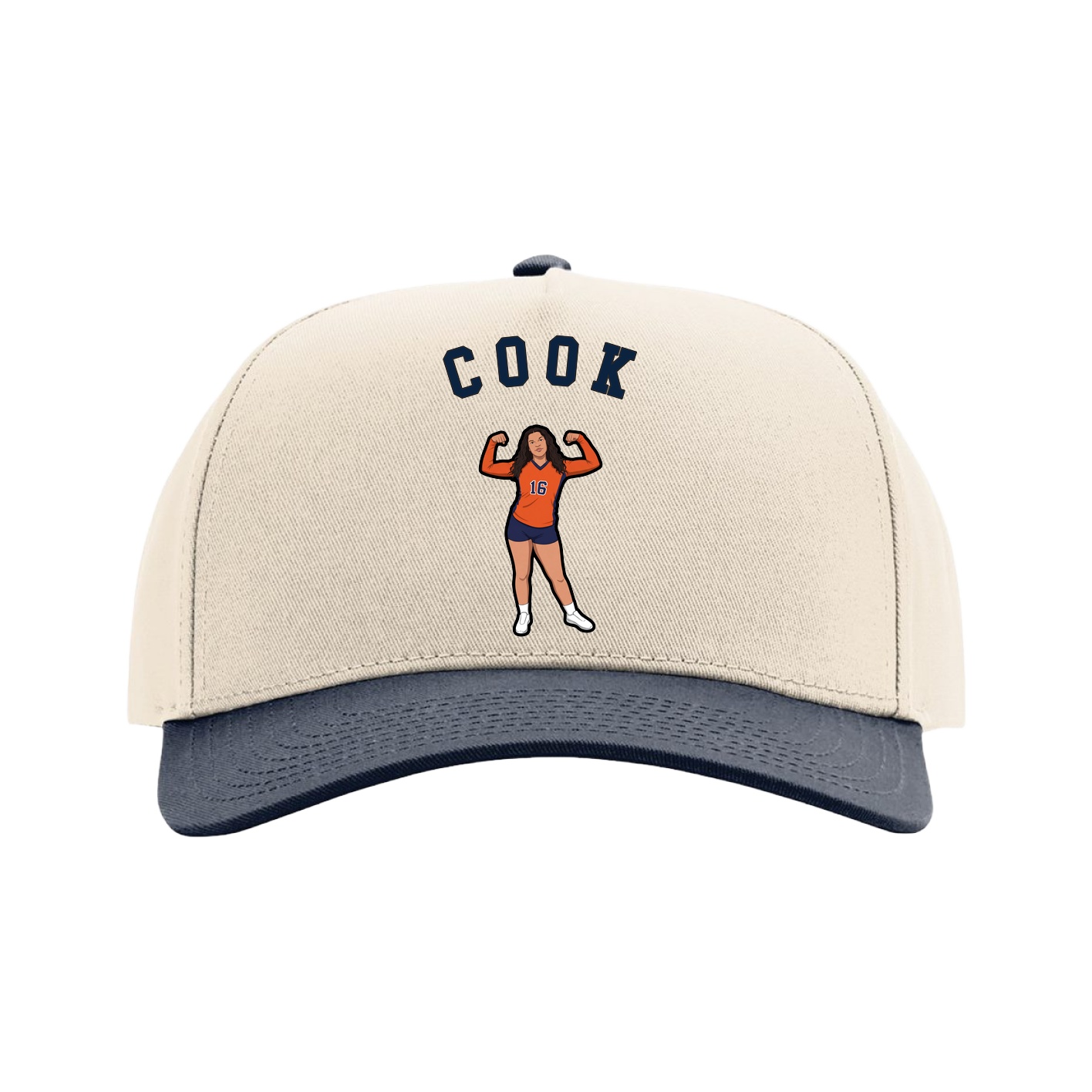 Full Fabric Five-Panel Champ Cap — Shirsey Arch in Cream/Navy