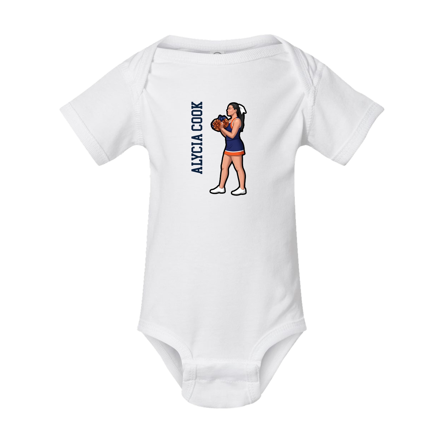 Baby Onesie — Name Vertical in White