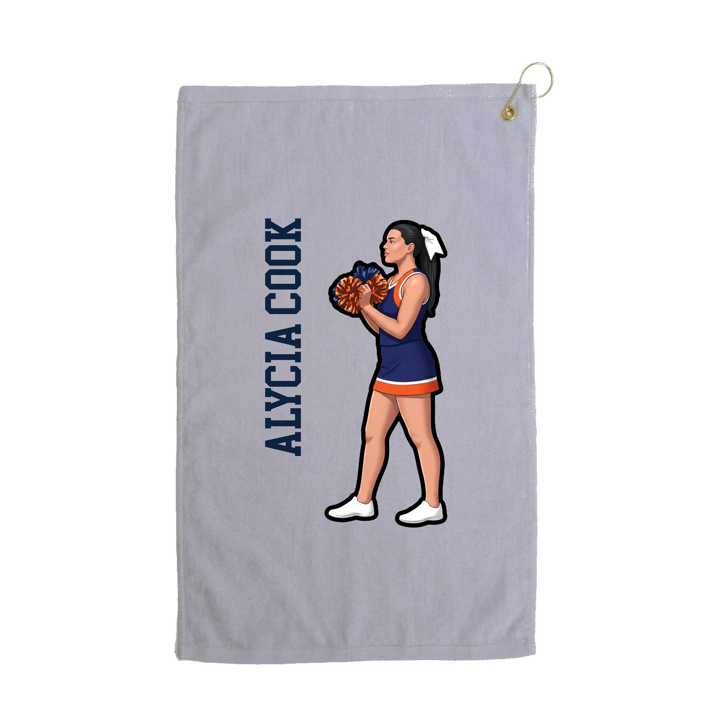 Golf Towel — Name Vertical in Grey