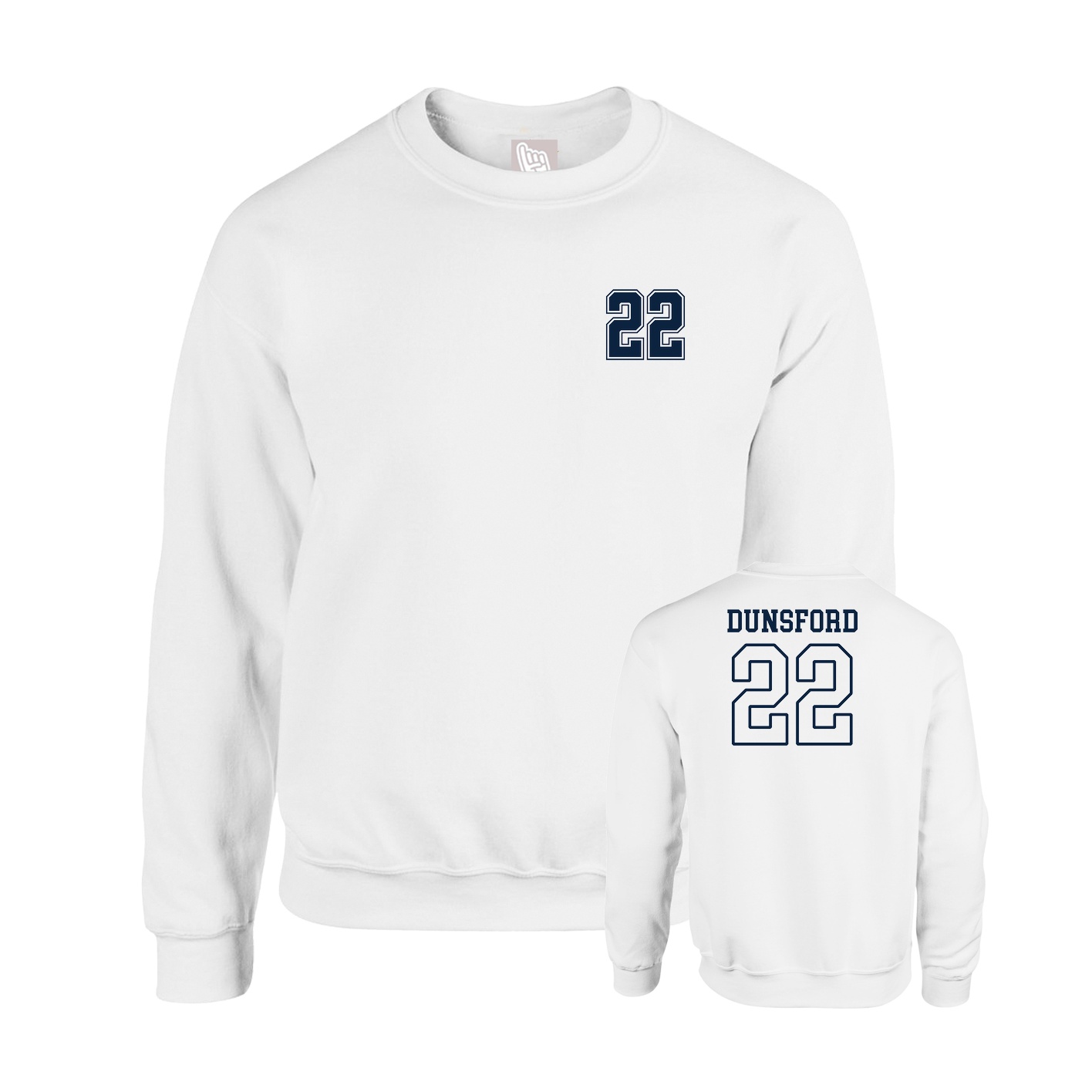 Fleece Crew — Chest Back in White