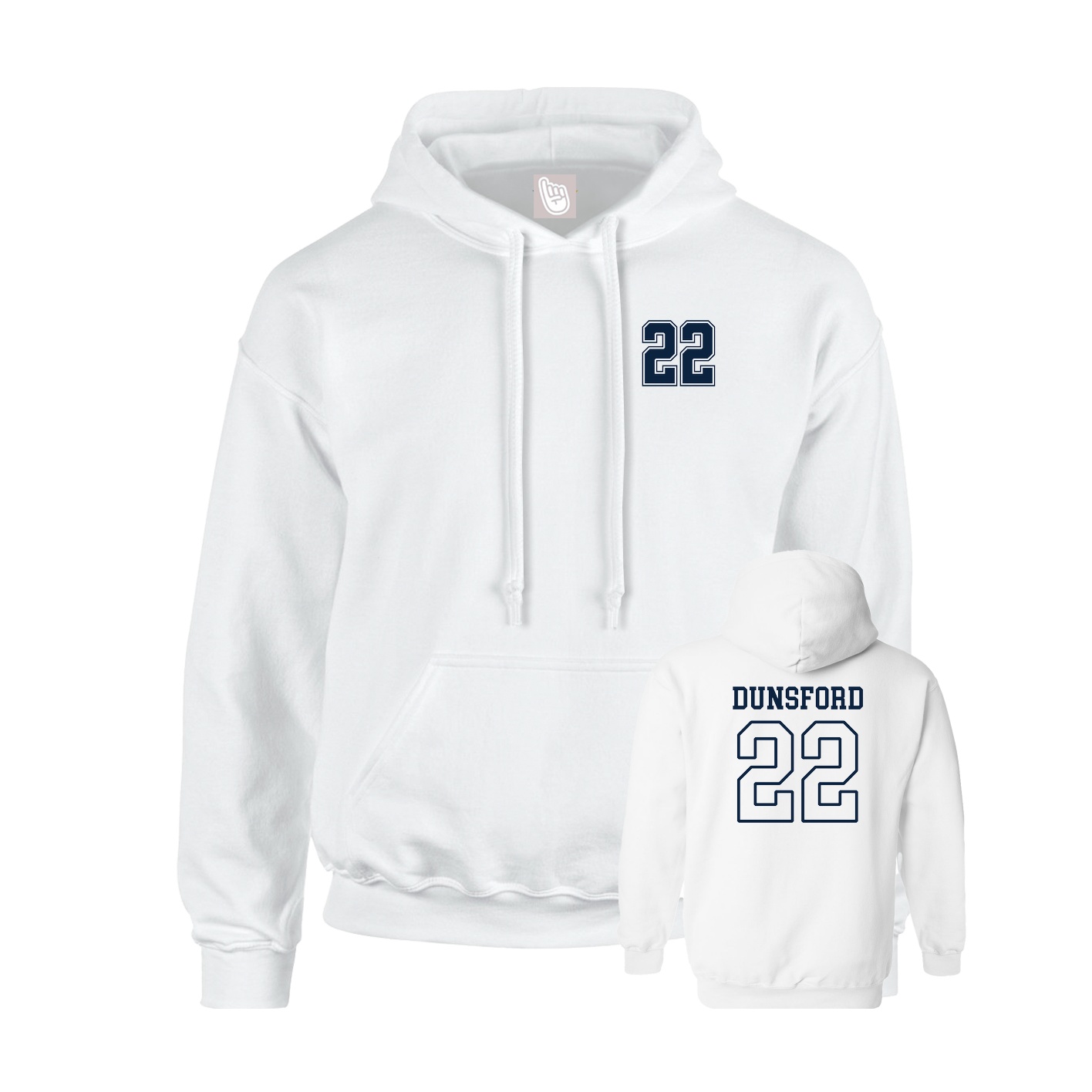 Youth Hoodie — Chest Back in White
