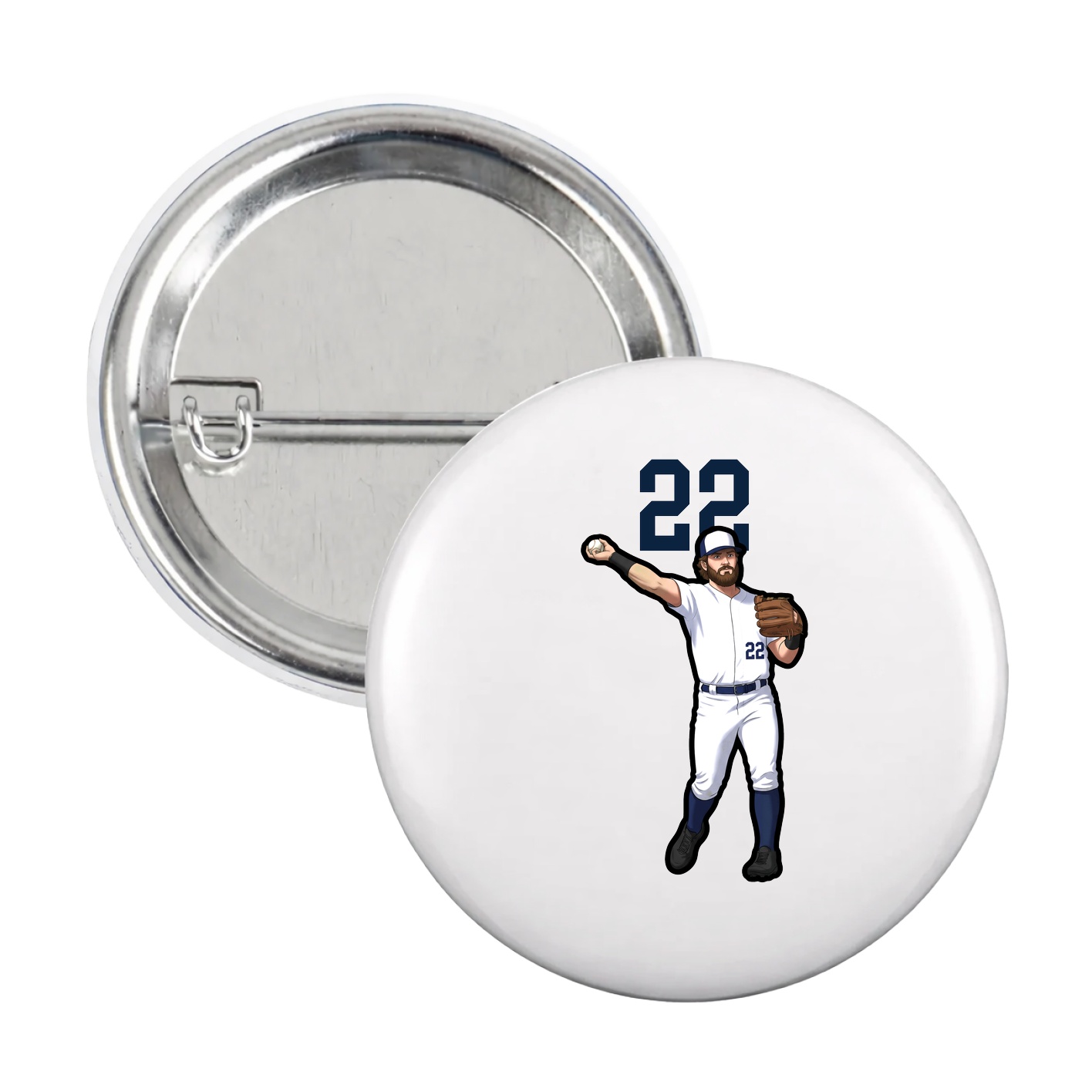 Game Day Button — Number Top in White