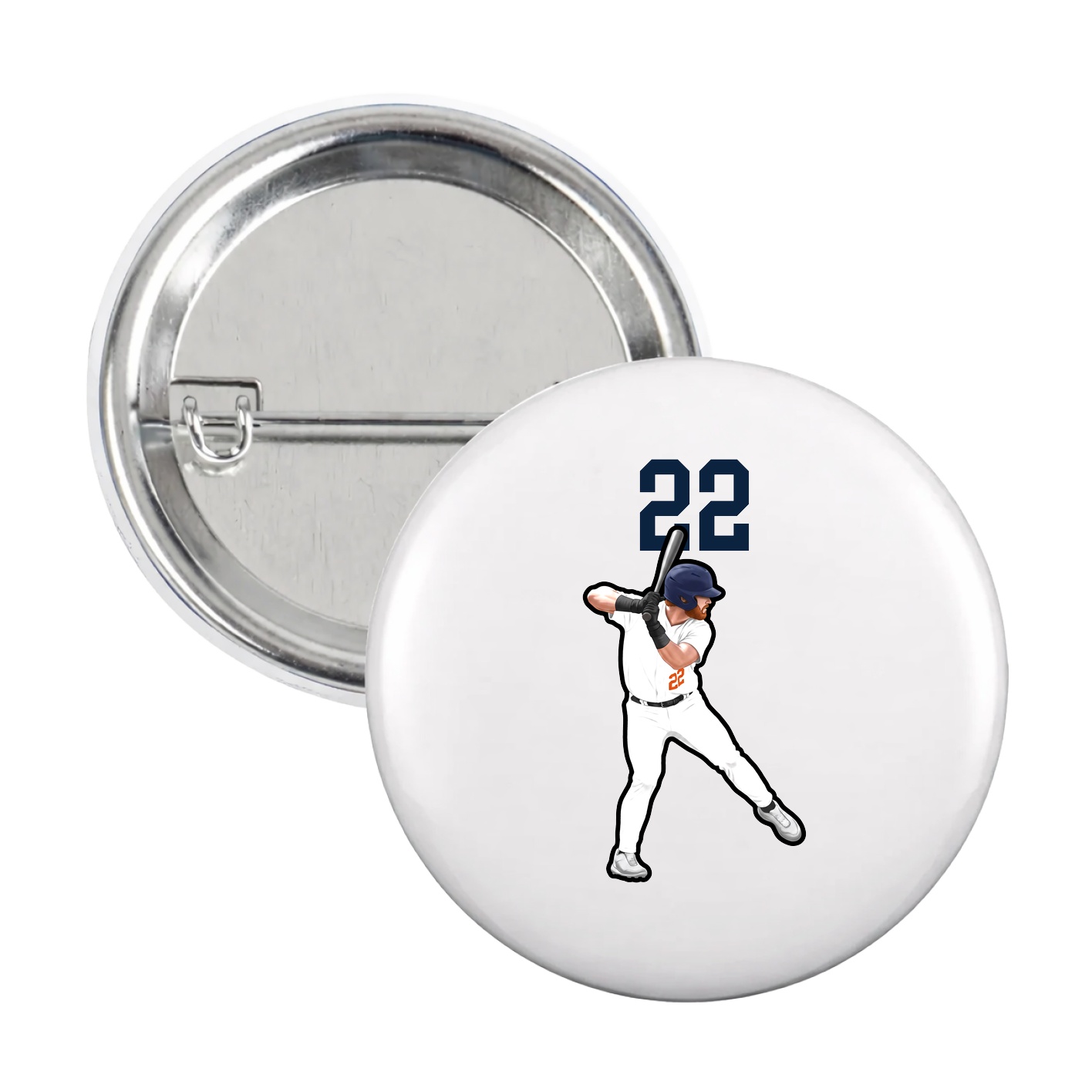Game Day Button — Number Top in White