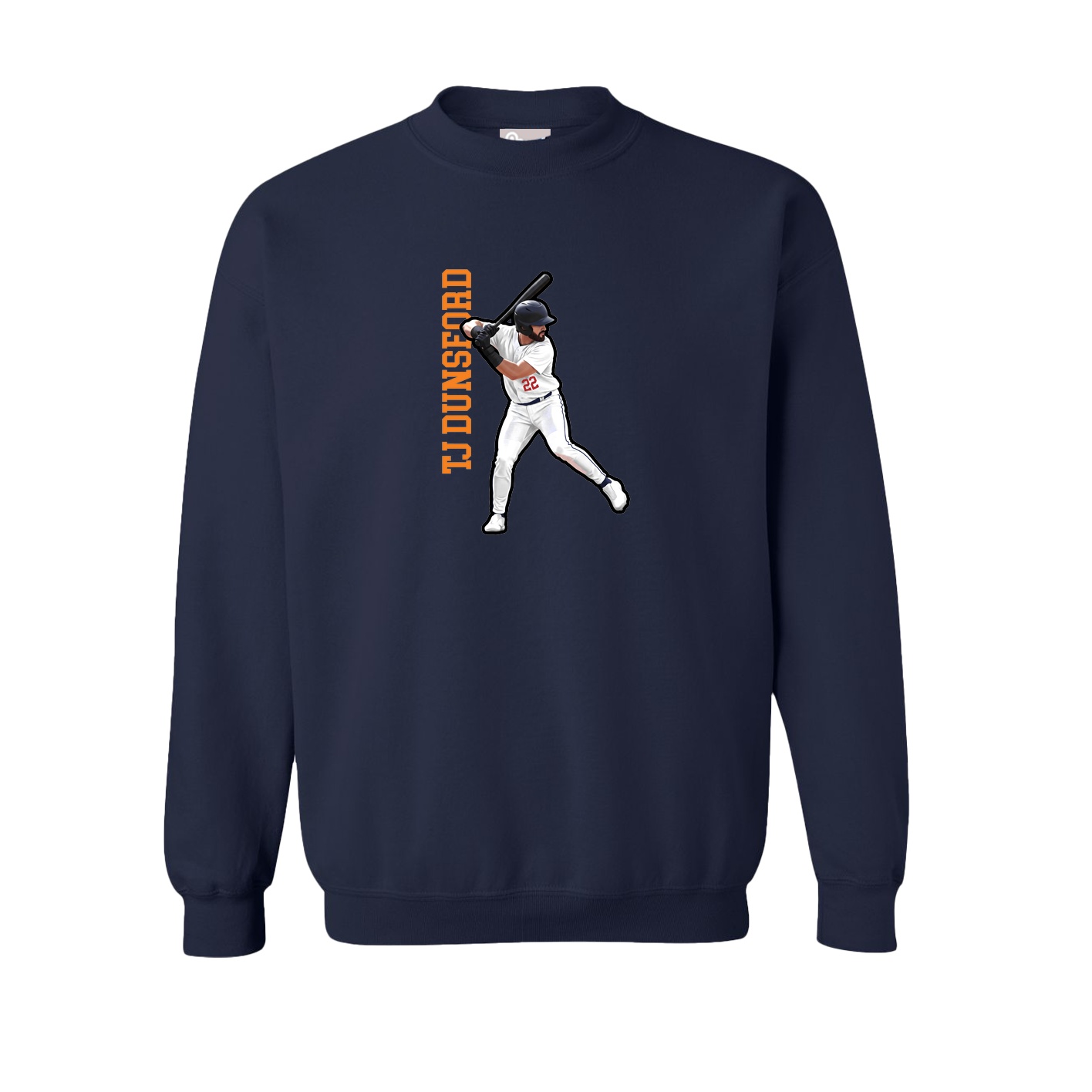 Fleece Crew — Name Vertical in Navy