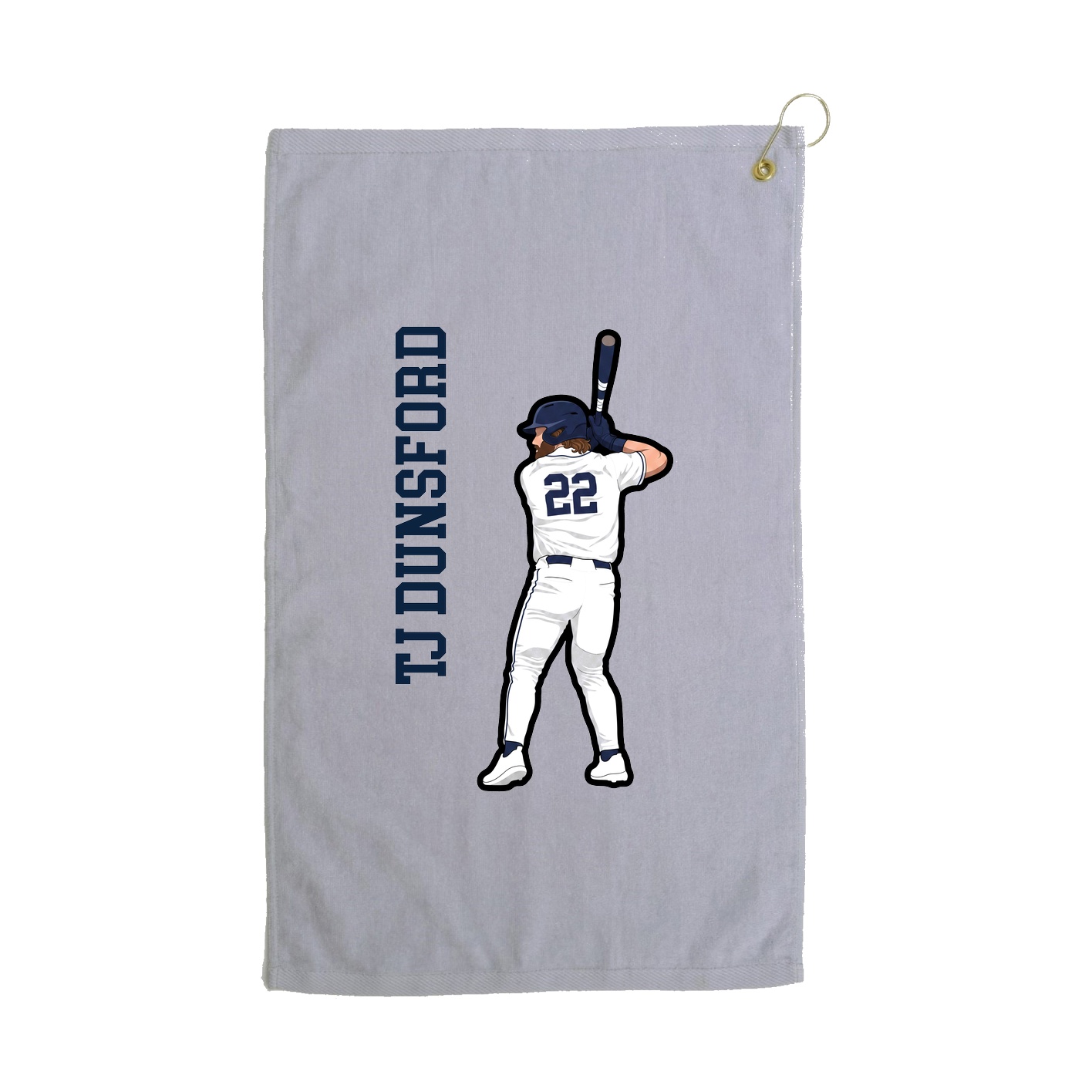Golf Towel — Name Vertical in Grey