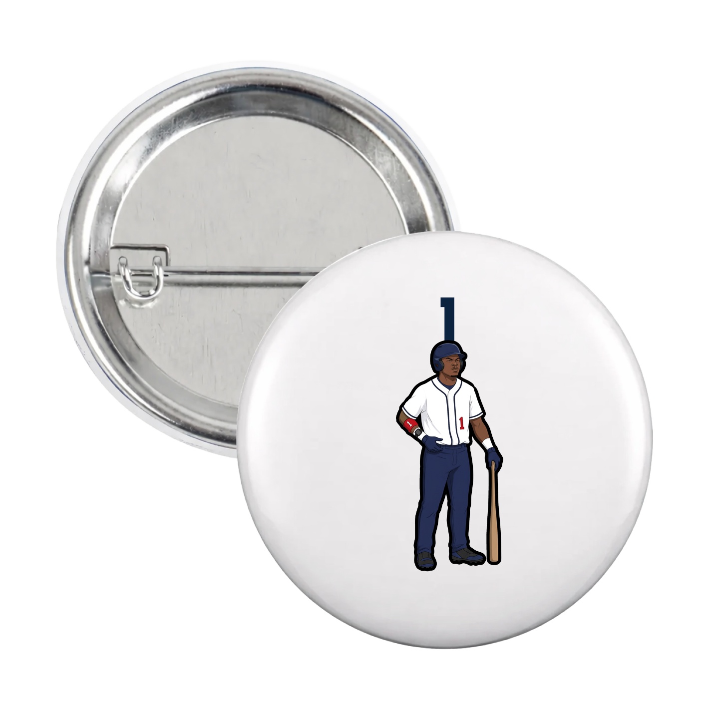 Game Day Button — Number Top in White