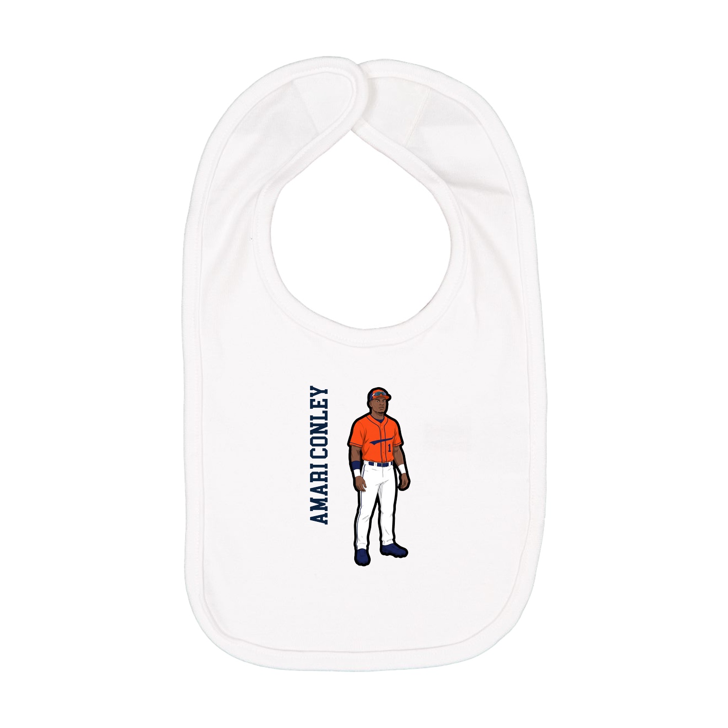 Infant Bib — Name Vertical in White