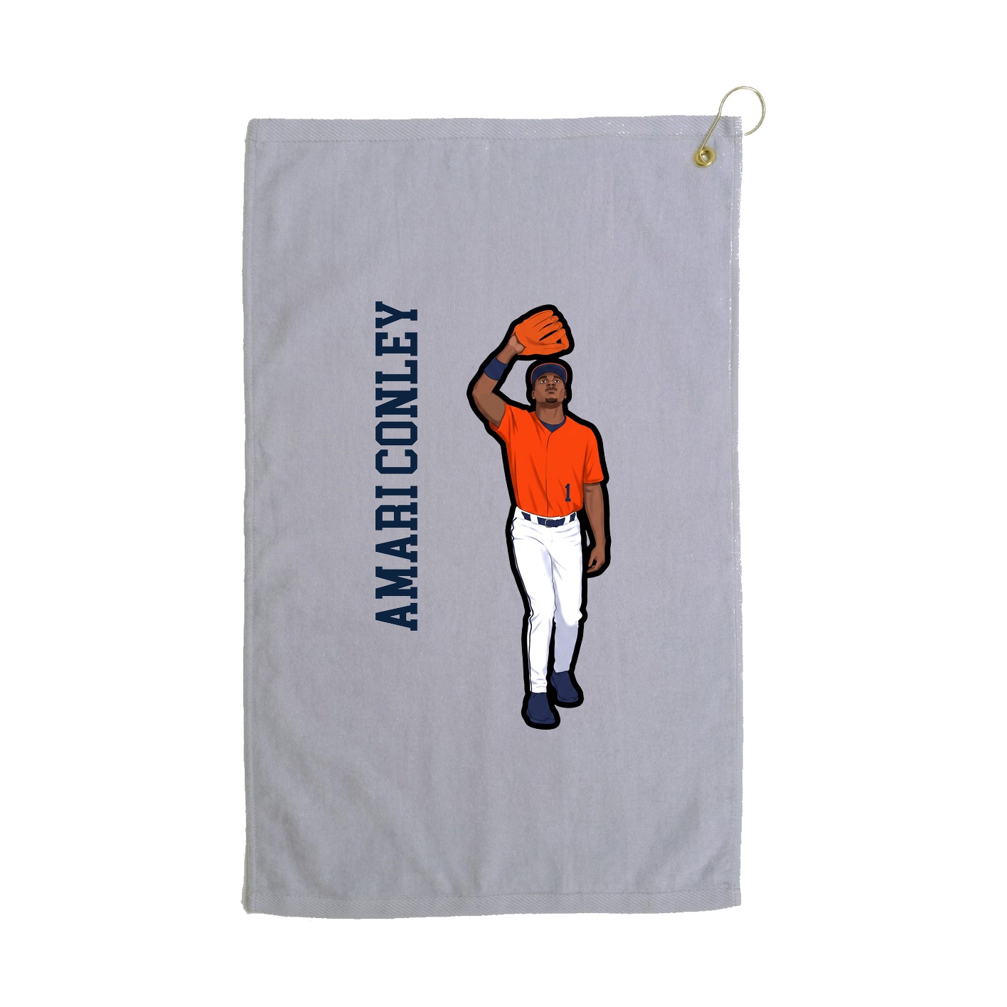 Golf Towel — Name Vertical in Grey