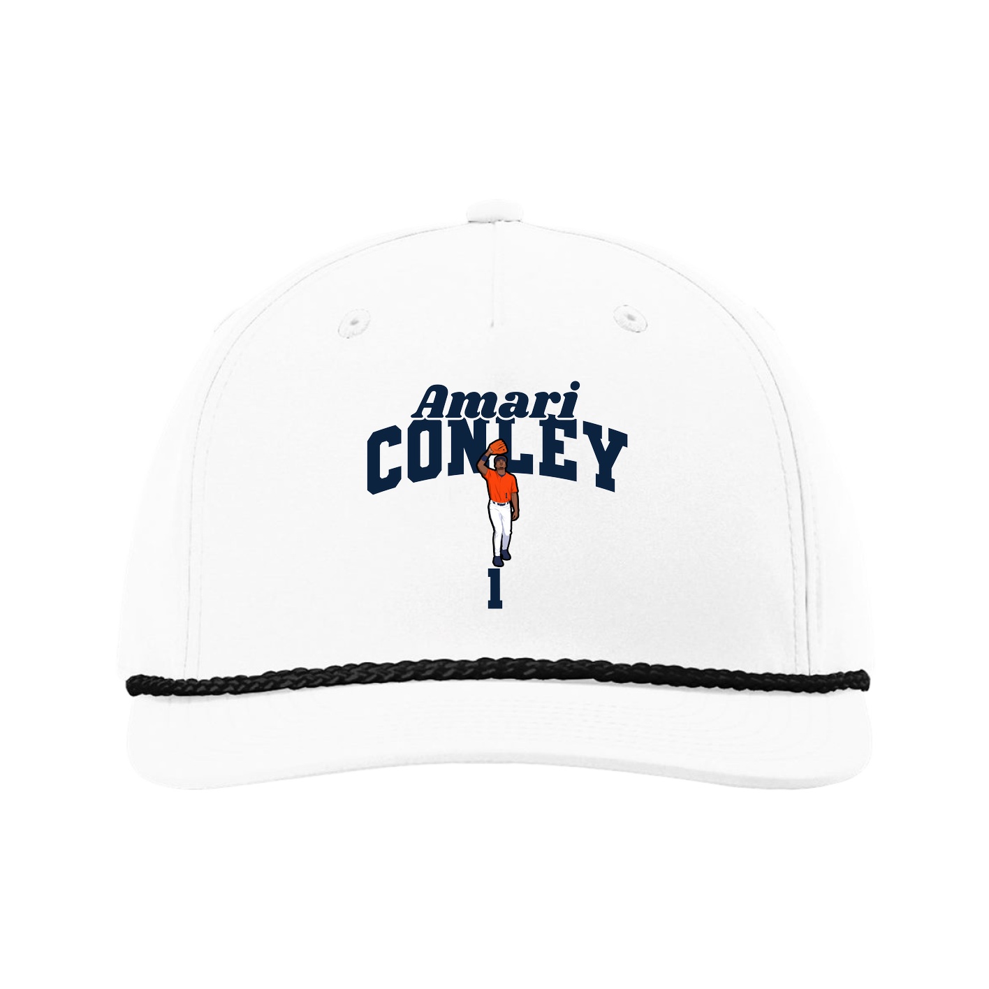 Five-Panel Classic Rope Cap — Signature Arch in White