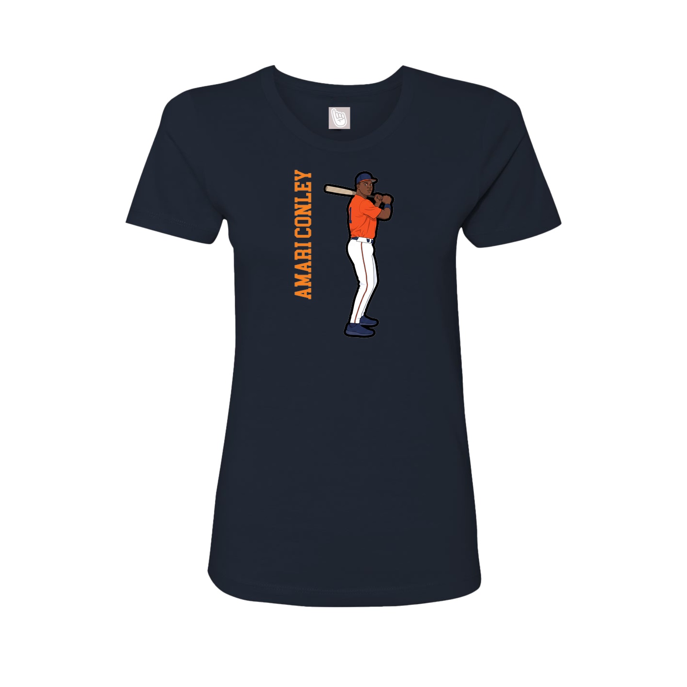 Fitted Women's Tee — Name Vertical in Navy