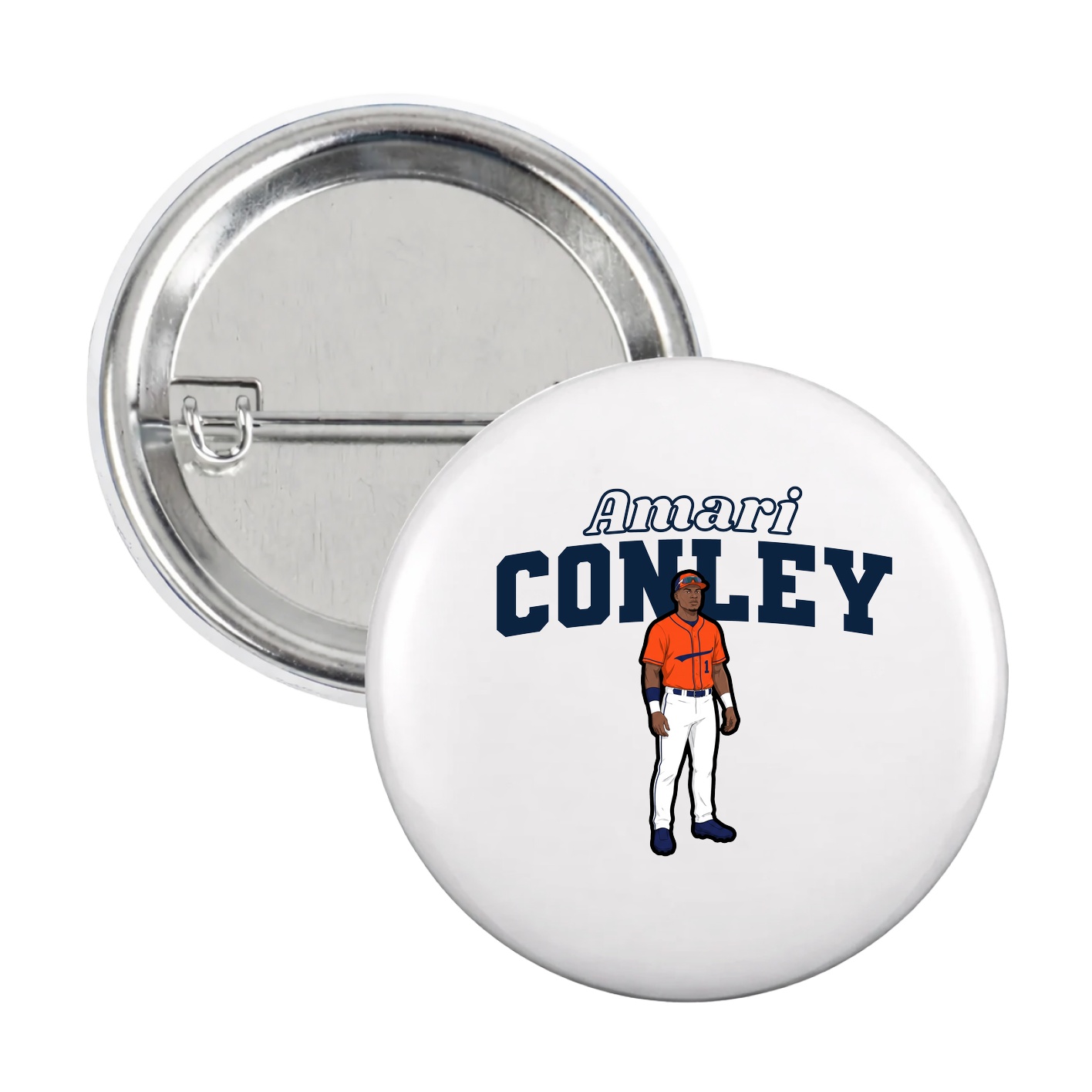 Game Day Button — Name Arch in White