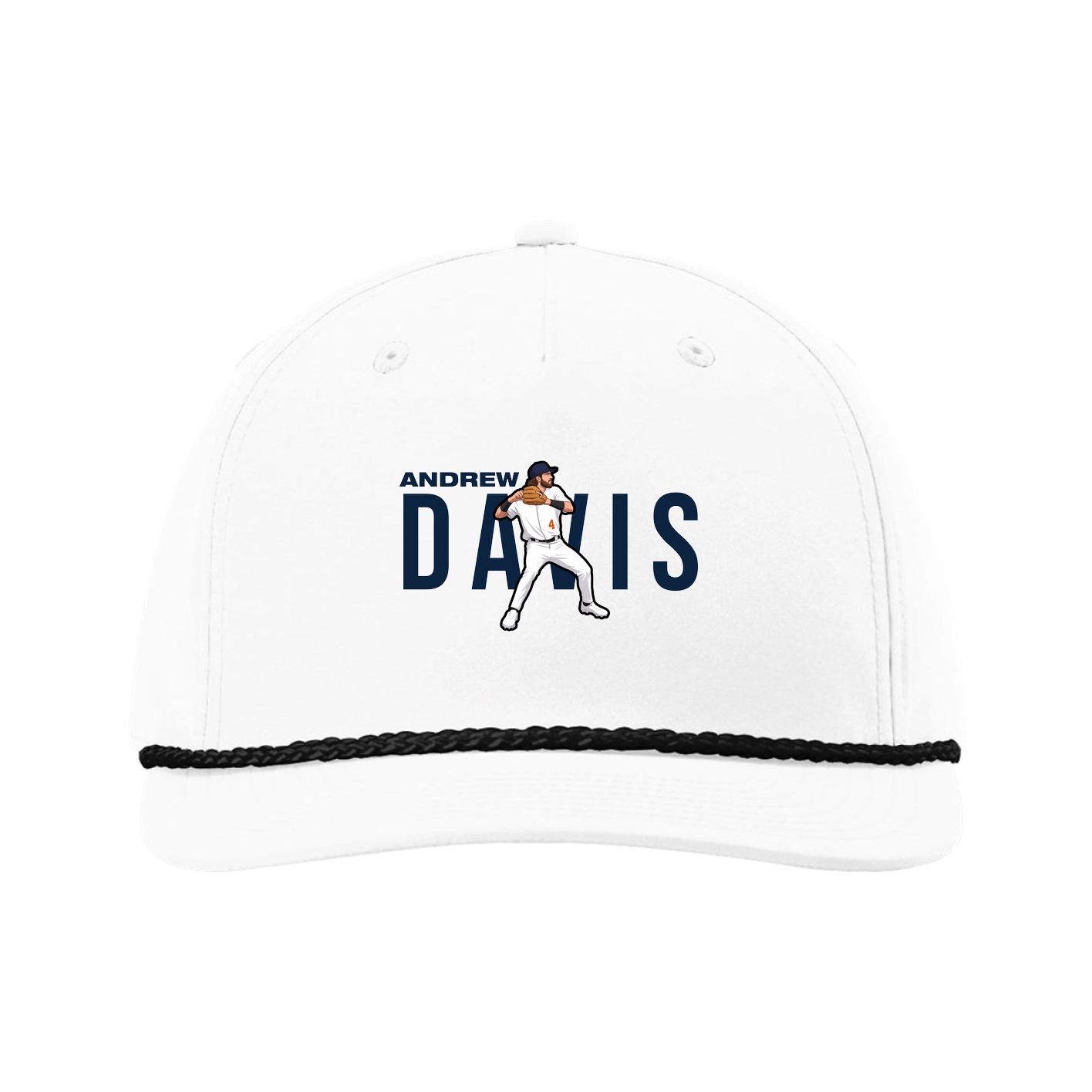 Five-Panel Classic Rope Cap — Player Name in White