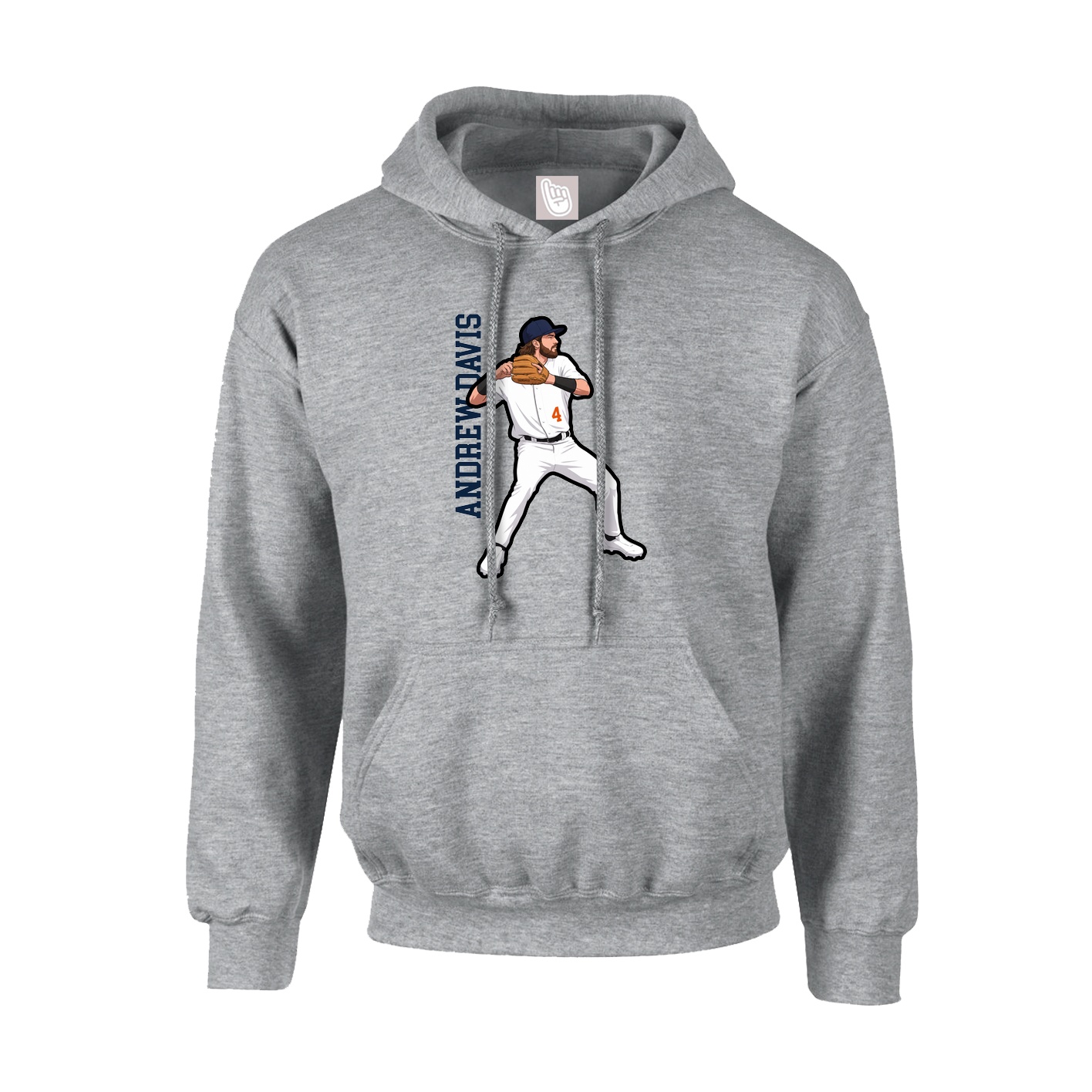 Hoodie — Name Vertical in Grey